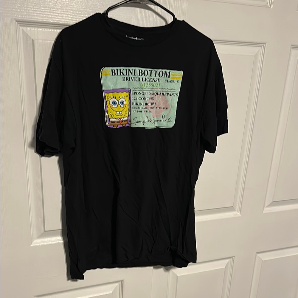 Nickelodeon Black SpongeBob Boating License Short Sleeve Tee